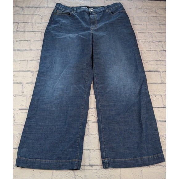 Lands' End Denim - Lands End Jean Women’s 18 Blue High Waisted Wide Leg Denim Jean